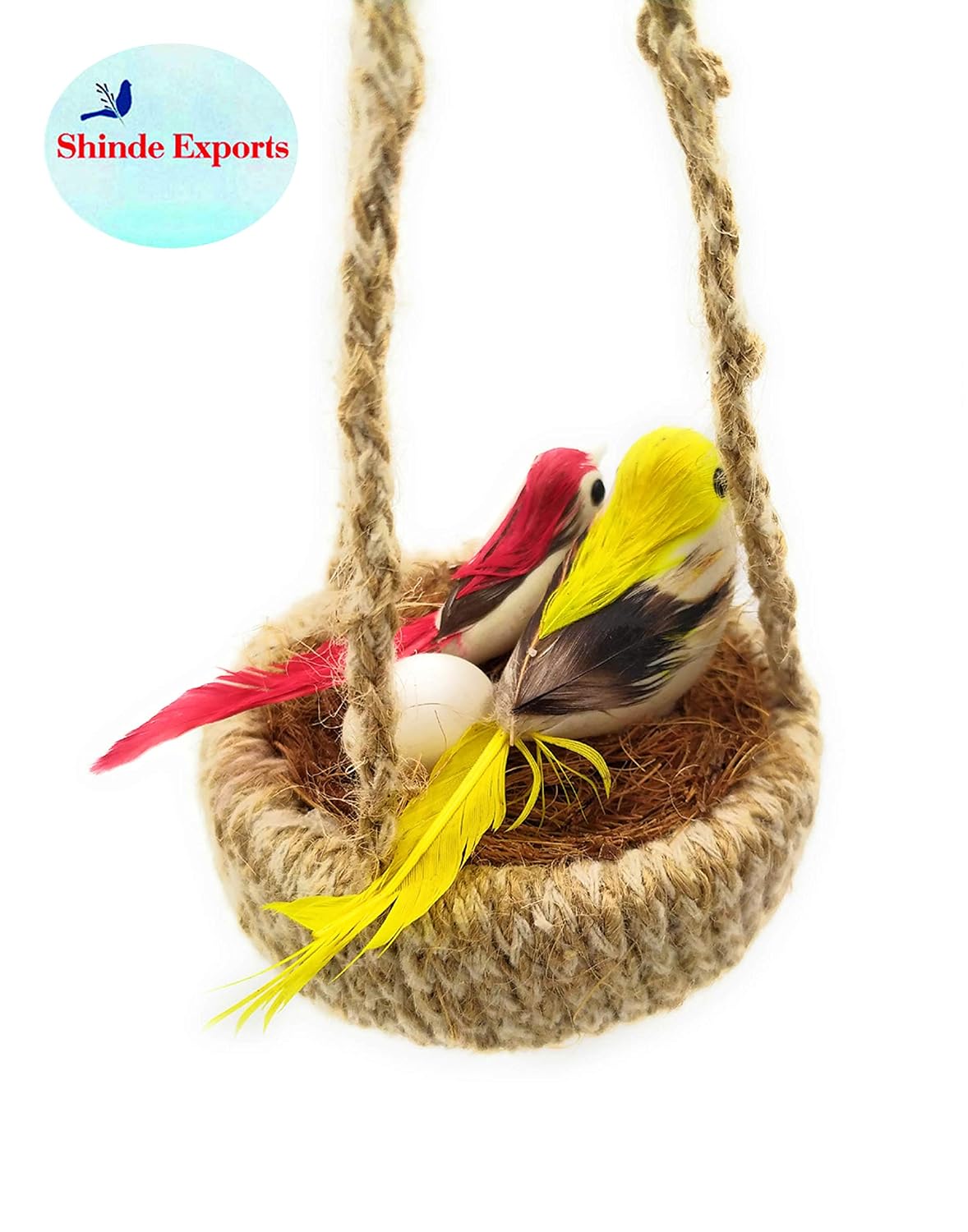 SHINDE EXPORTS Decorative Artificial Birds Nest Hanging Made of Natural Grass Best for Balcony Home Decor and Gifting (Design 9)