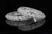 NMII Stylish Pearls & Alloy Metal Kada Set For Women and Girls | Metal Bangles For Women | Traditional Kada Bangles For Girls | Pearls Moti kada | metal kada bangles for women, (MAH58_9001-White-2.6)
