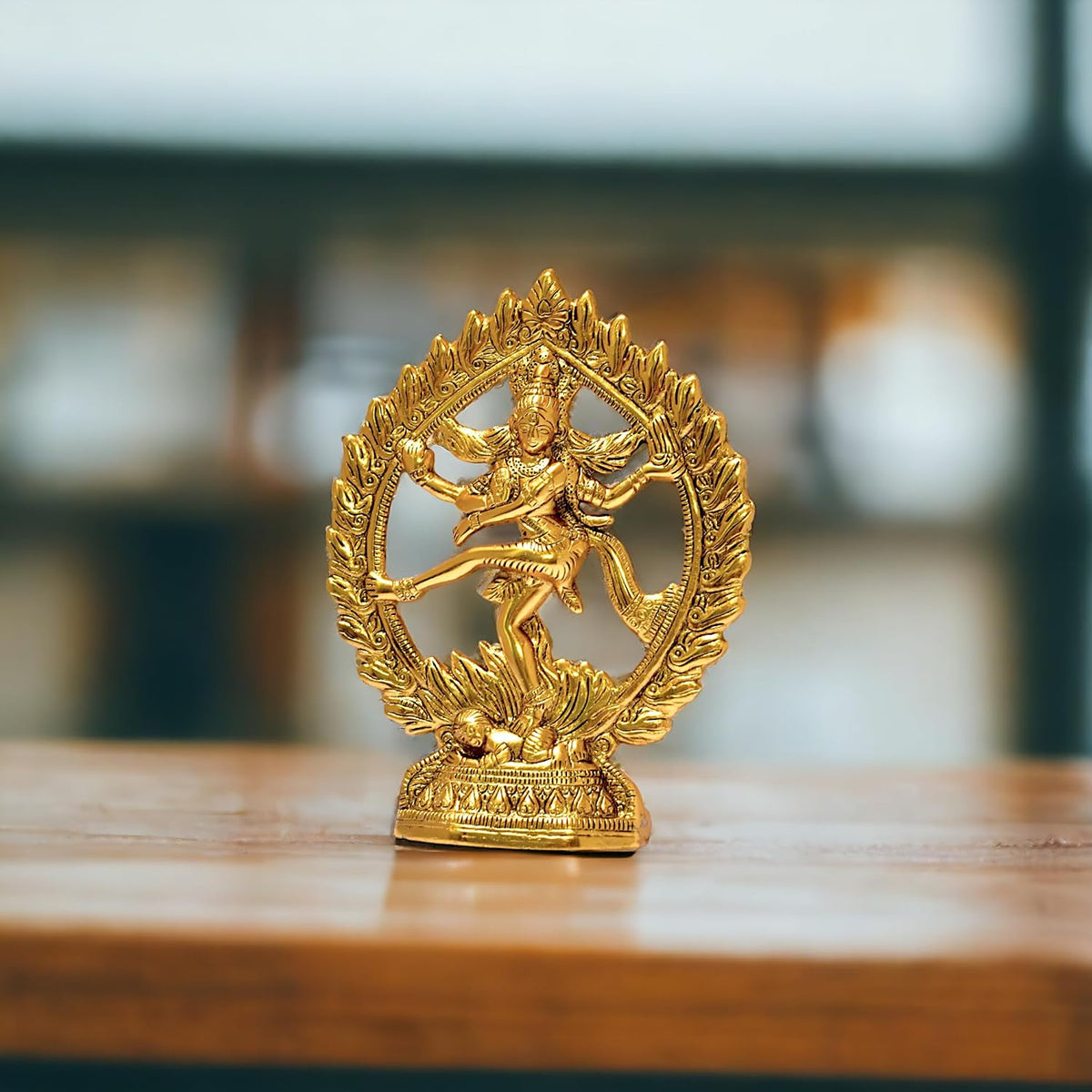 KridayKraft Aluminium India Metal Shiva Idol Natraj Statue Statue for Home Decor -Gold Plated Dancing Shiva Natraja/Natrajan Showpiece Figurine Murti Deccoration & Gifts