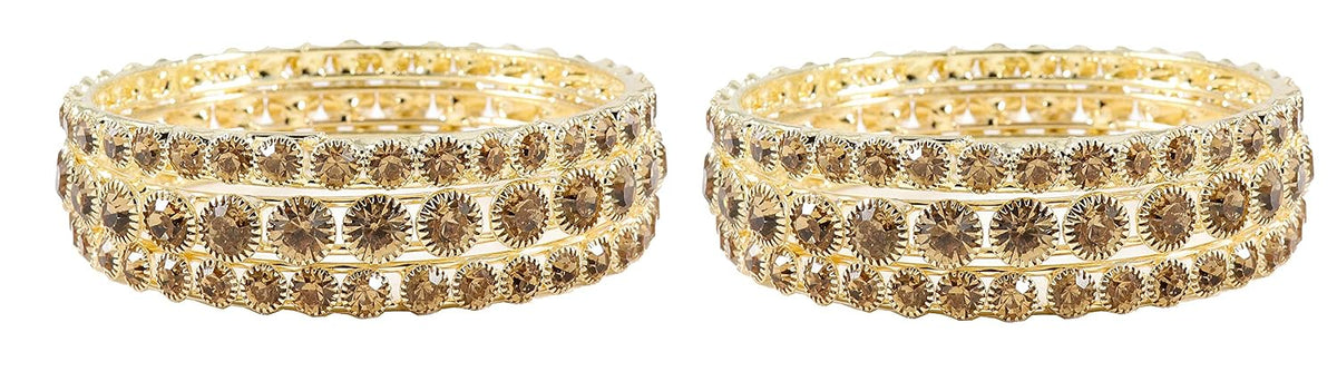 NMII Non-Precious Metal Base Metal with Zircon Gemstone Studded worked Glossy Finished Kada Set For Women and Girls