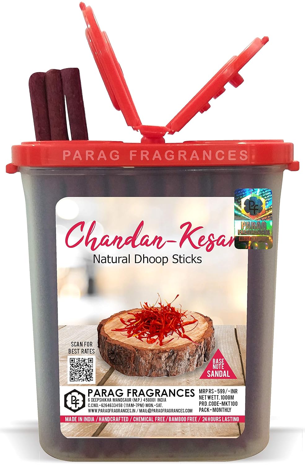 Parag Fragrances Extra Premium Long Lasting Dhoop Sticks 100 Gram Pack for Pooja & Home Fragrance (Kesar-Chandan)