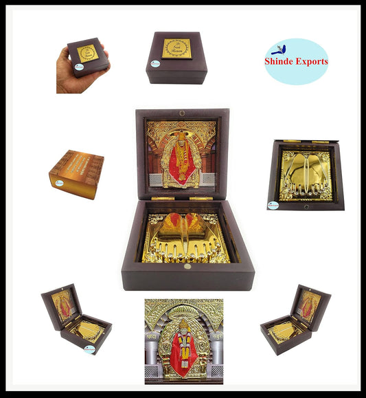 SHINDE EXPORTS Shirdi Saibaba Charan paduka Gift Box for puja (Mini Size (8x8cm))