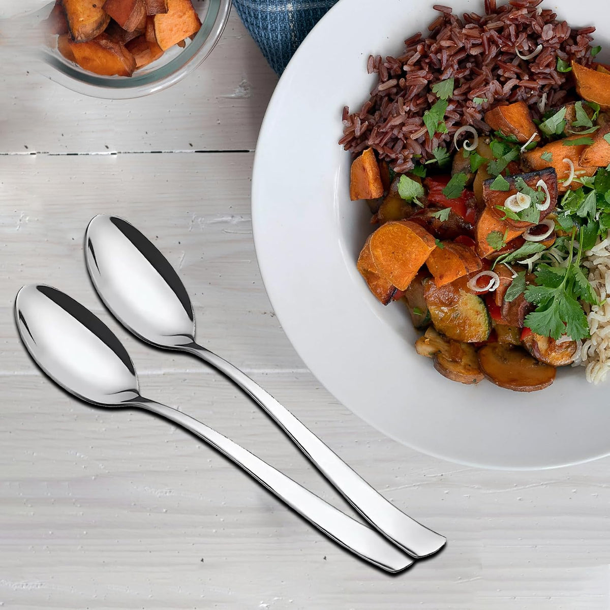 Parage 6 Pieces Stainless Steel Table Spoon Set for Home & Kitchen, 18.5 cm Long, Tea, Coffee, Sugar, Condiments & Spices, Dining Tableware Set, Silver