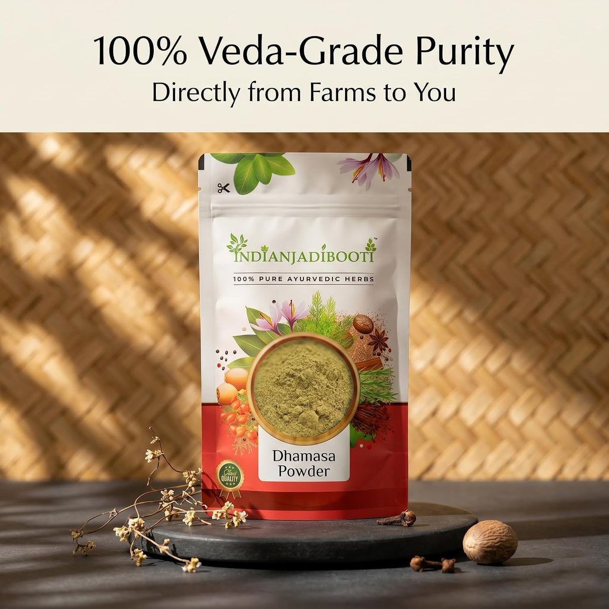 IndianJadiBooti Pure Dhamasa Powder (Fagonia Cretica) | Traditional Ayurvedic Botanical for Systemic Cooling, Skin Radiance & Holistic Wellness | 250 Grams Pack