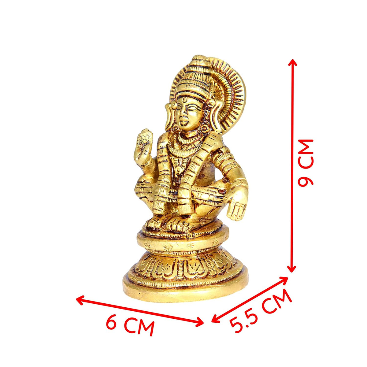 Aalayam Selveer Lord Ayyappa Idol | Ayyappa God Idol | Ayyappa Swamy Idol | Ayyappa Idol Brass | Ayyappa Idol Small 9 CM Height, Gold Colour 1 No