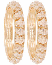 NMII Gold Plated Pearls Kada Bangles Set For Women & Girls | Traditional Designer Bangles | Wedding, Party, Function, Festival, Occasion Fashion Jewellery | Women's Bangles- Set of 2