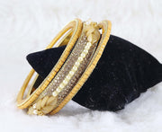 NMII Non-Precious Metal Base Metal with Zircon Gemstone Or Beads Studded worked and Spread with Glitter Pattern Glossy Finished Kada Set For Women and Girls