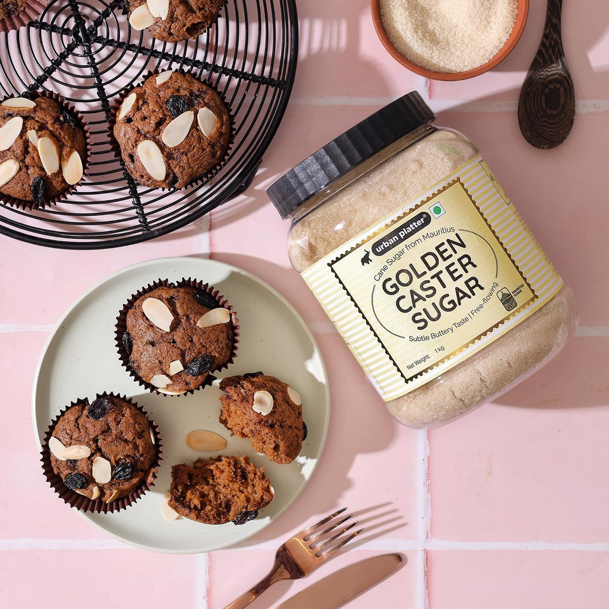 Urban Platter Mauritian Golden Caster Sugar, 1kg (Fine & Fluffy | Perfect for Cakes, Sponges & Whipped Desserts)
