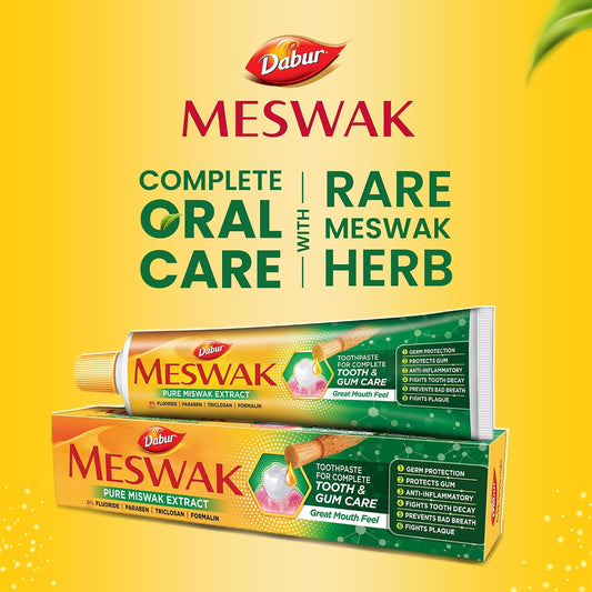 Dabur Meswak Complete Oral Care Toothpaste - 300g | Complete Oral & Gum Care Toothpaste | Contains Pure & Rare Miswak extract | No added Fluoride, Paraben, Triclosan & Formalin (Pack of 2)