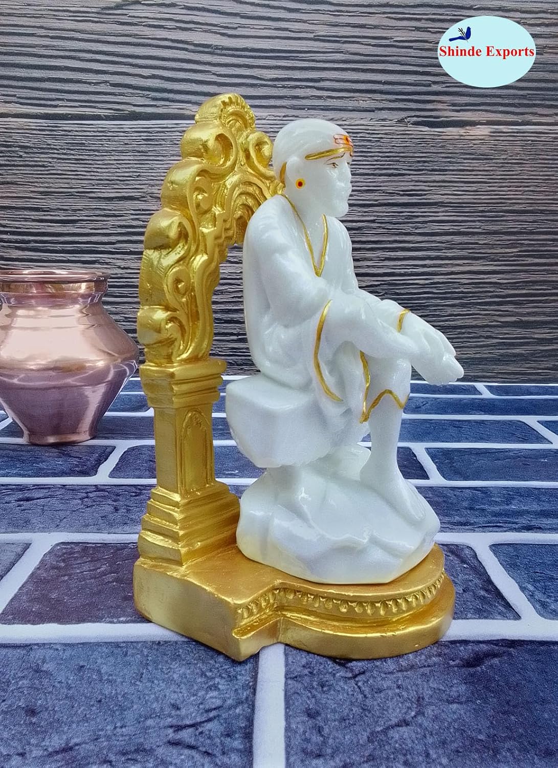 SHINDE EXPORTS Big Size White shirdi saibaba Marble Idol for Pooja Room Statue murti Home Murty (20 cm)