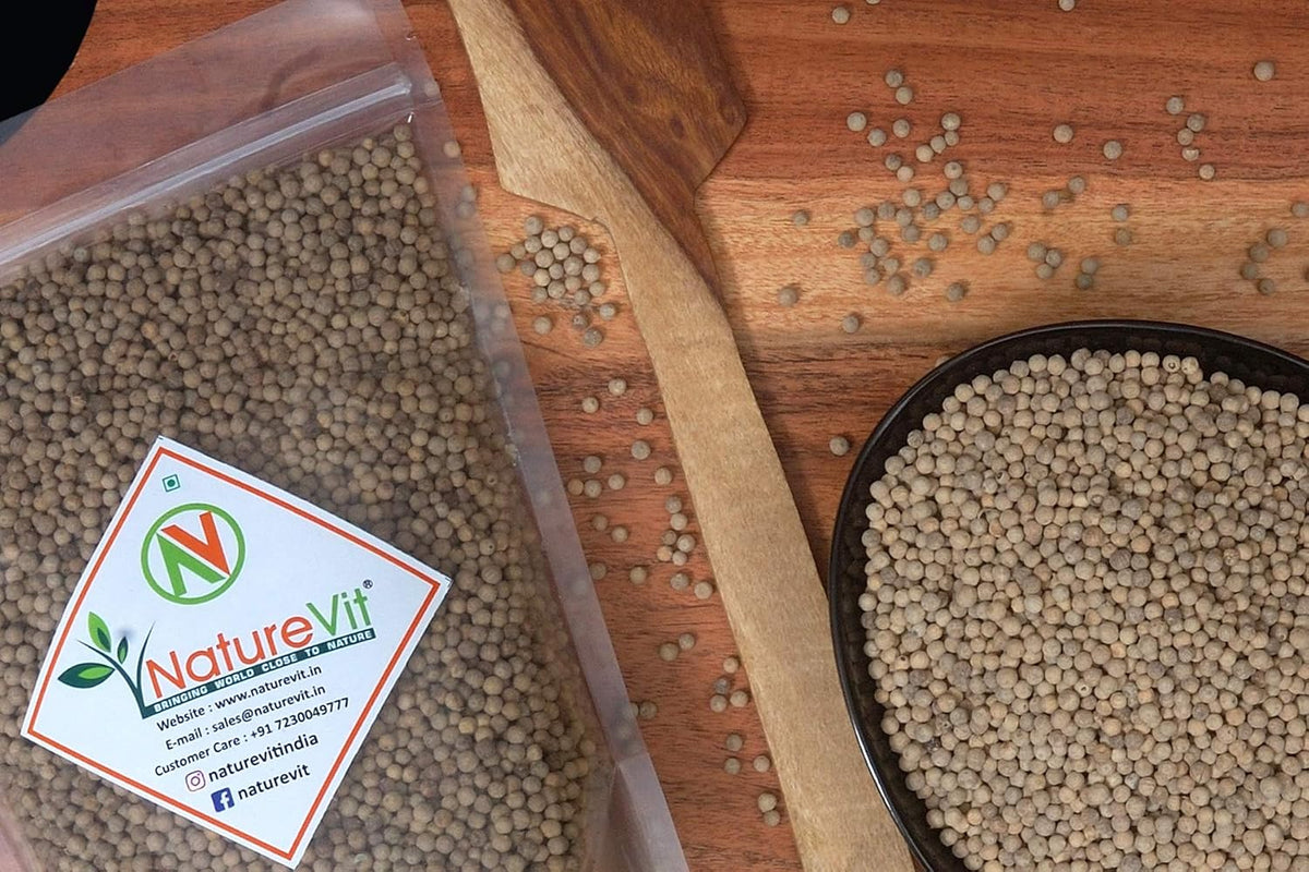 NatureVit Whole White Pepper, 200g [Sabut Safed Mirch]
