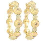 NMII Traditional Alloy Metal with White Pearls Moti Bangles For Women & Girls | Moti Kada Bangles Stylish | Rajwadi Kada Set For Wedding, Party, Occasion Wear- Set of 2 Kada