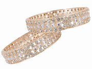 NMII Gold Plated Metal Kada Bangles Set For Women & Girls with American Diamond Stone | Stone Work Stylish Bangles Set | Traditional Bangles For Wedding, Party, Ocassion Fashion Jewellery- Set of 2