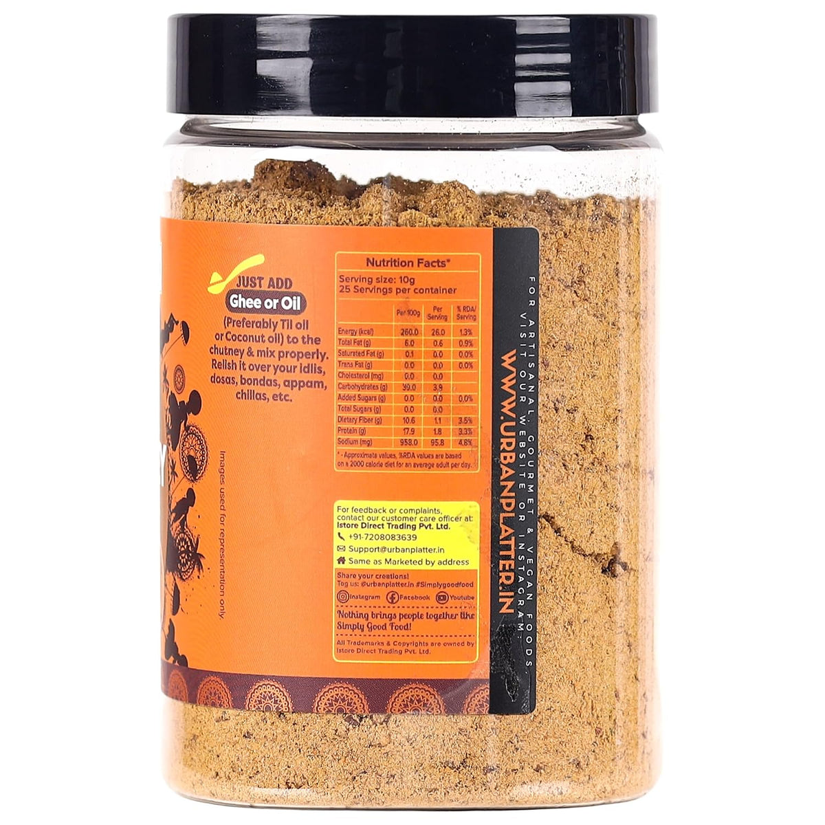 Urban Platter Classic South Indian Garlic Podi Chutney Powder, 250g (Ready to use, Just add ghee or Oil)