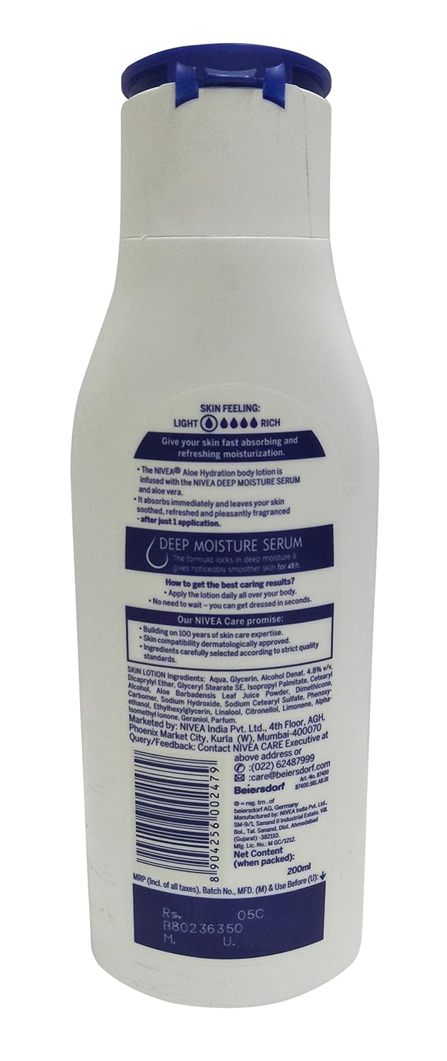 Nivea Body Lotion - Aloe Hydration, 200ml Bottle