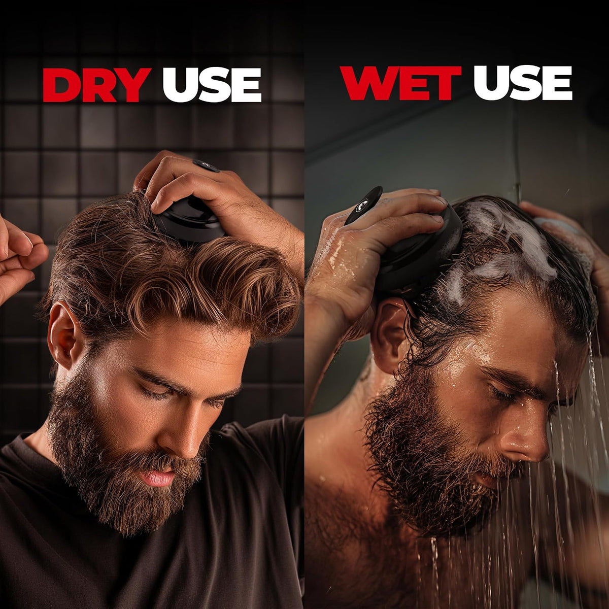 Beardo Detangling Hair Brush & Scalp Massager for Men | Men Accessories | Soft Silicone Bristles for Dry Massage, Oil & Shampoo | Hair comb (Set of 2)