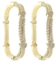 NMII Latest CZ American Diamond Leaf Alloy Metal Bangles Premiun Kada For Women & Girls | Latest Cubic Zirconia Girls' Bangles Bracelet | Trendy Kangan Stylish Women's Bangles Diamond-Set of 2 Bangle