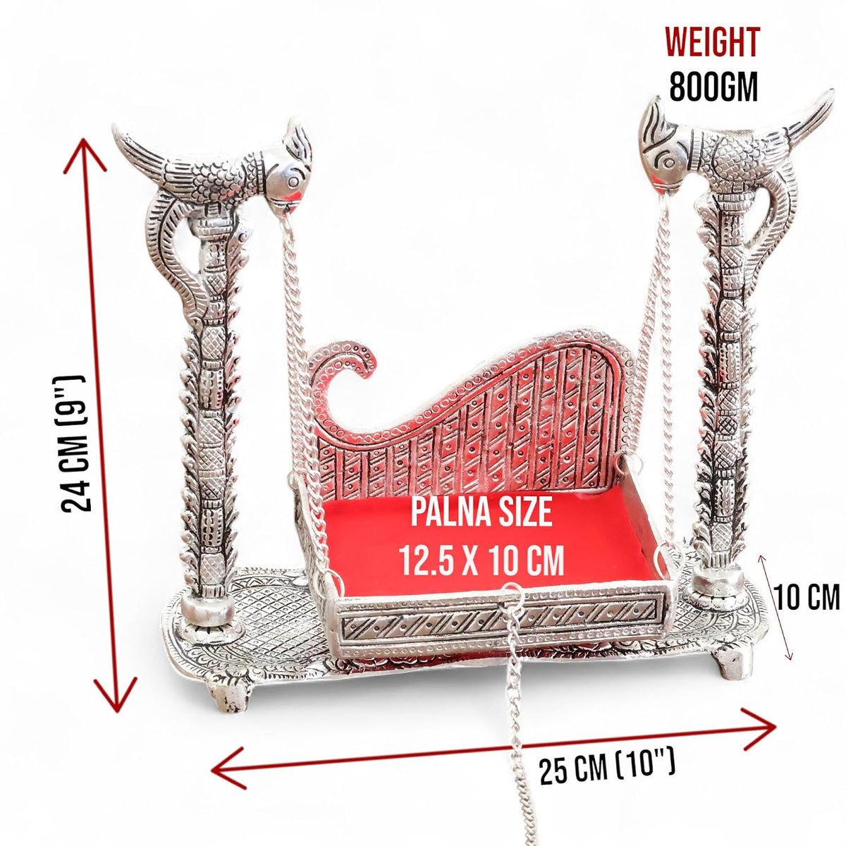 KridayKraft Metal Swing Laddu Gopal Jhula,Krishna Hindola Palana,Decorative Laddu Gopal for Temple Pooja,Showpiece Figurines,Religious Idol Gift Article.