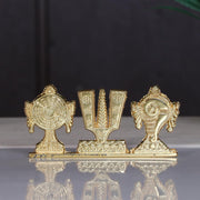 KridayKraft Tirupati Balaji Symbol Stand Shankh Chakra Namah Gold Plating Antique Decorative for Car Dashboard Home & Office Table Showpiece Figurines,Religious Gift Idol...