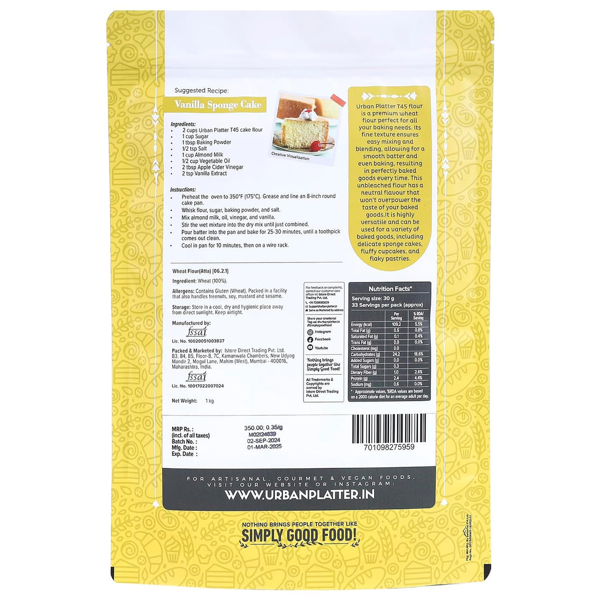 Urban Platter French Style T45 Flour, 1kg