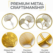 DSH CRAFTING YOUR CURIOSITY Metal Round Shaped Beautiful Leaf Wall Decor Wall Arts Perfect For Living Room Hotel Restaurant Bedroom Drawing Room. (Set Of -3)