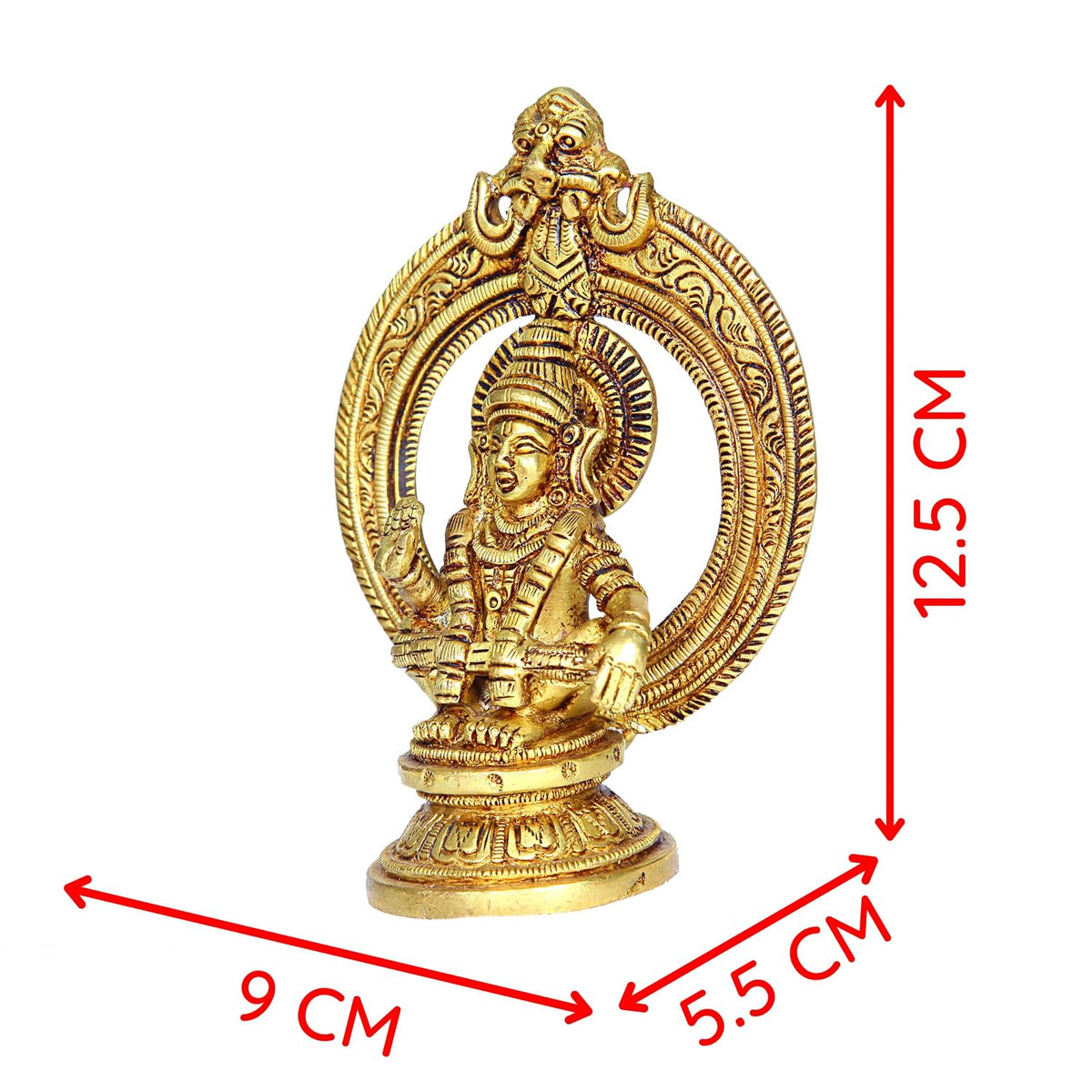 Aalayam Selveer Lord Ayyappa Idol with Thiruvachi | Ayyappa God Idol with Thiruvachi| Ayyappa Swamy Idol | Ayyappa Idol Brass 12.5 CM Height, Gold Colour 1 No