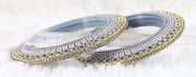 NMII Glass with Zircon Gemstone Or Beads Studded worked and Linked with Ball Chain Glossy Finished Kada Set For Women and Girls