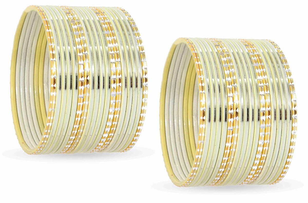 NMII Non-Precious Metal Base Metal With Cutting and Plane Bangles Set For Women and Girls