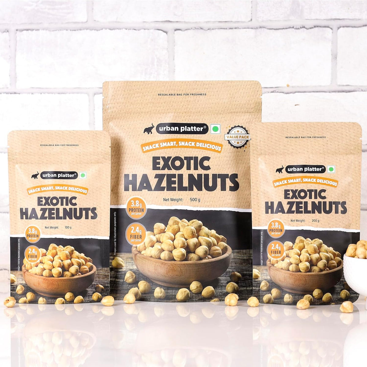 Urban Platter Exotic Hazelnuts, 100g, (Protein & Fiber Rich, For Confectionery, Baking, Nut Pastes & Dessert)