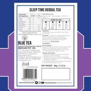 BLUE TEA - Sleep Time Tea - 30 Tea Bags - Plant Based | Helps with Insomnia, Snoring | Supports Deep Relaxation | Caffeine Free | Chamomile, Spearmint, Lemongrass | Ziplock Pack