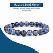 ASTRODIDI Natural Certified Sodalite Stone Bracelet Helps to Enhanced Communication, Self-Expression, Manage Emotional Balance and Stability | Feng-Shui Crystal Gemstone for Men and Women