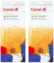 Camel Artist Acrylic Color Box 9ml tubes, 12 Shades (Pack of 2)