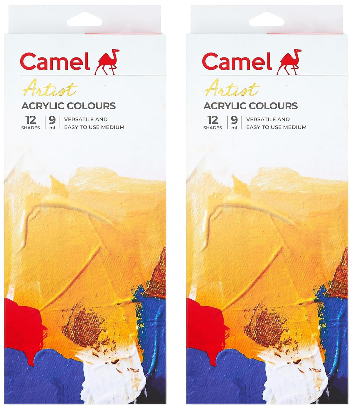 Camel Artist Acrylic Color Box 9ml tubes, 12 Shades (Pack of 2)