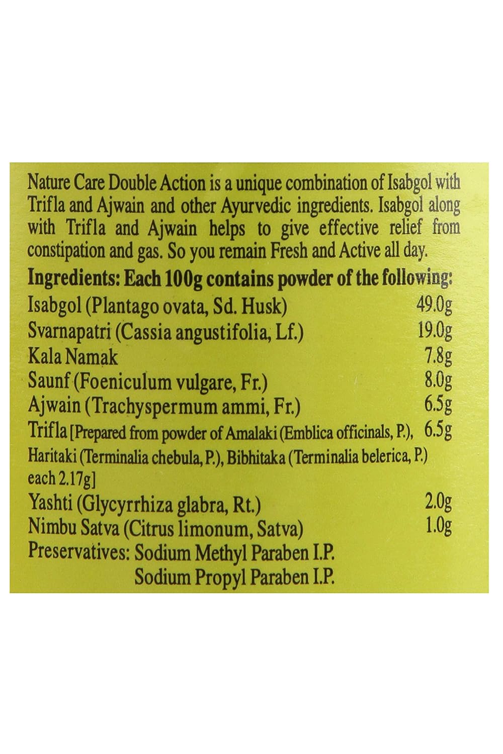 Dabur Nature Carel Double Action Isabgol, Trifala And Ajwain - 100g | Effective Relief From Constipation & Gas (Pack of 2)