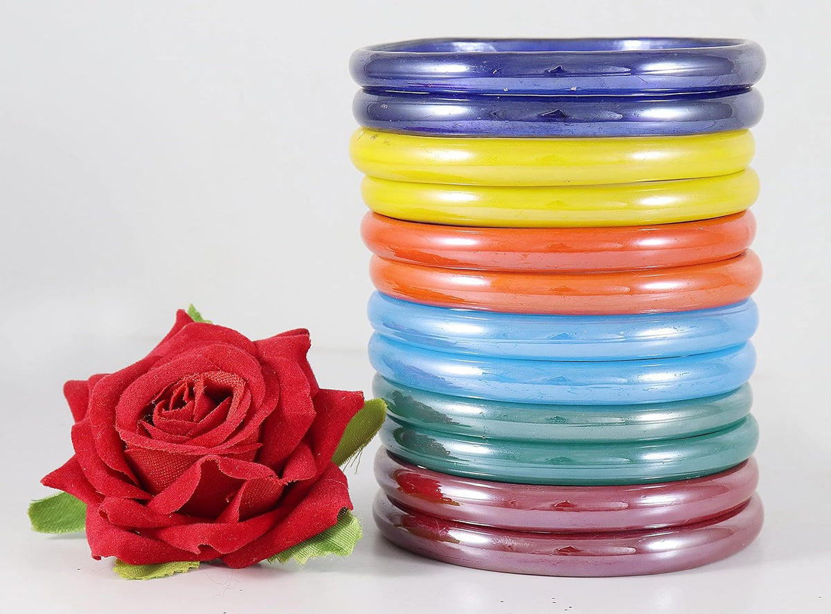 NMIIBeautiful Handmade Glossy Multicolor Glass Bangles for Women & Girls on Different Occasions(B07F9PYVFM)