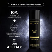Bella Vita Luxury Male Spray CEO Man Body Perfume 150ml | Premium No Gas Deo for Man | Long Lasting Office Fragrance with Tonka, Agarwood & Sophisticated Masculine Notes