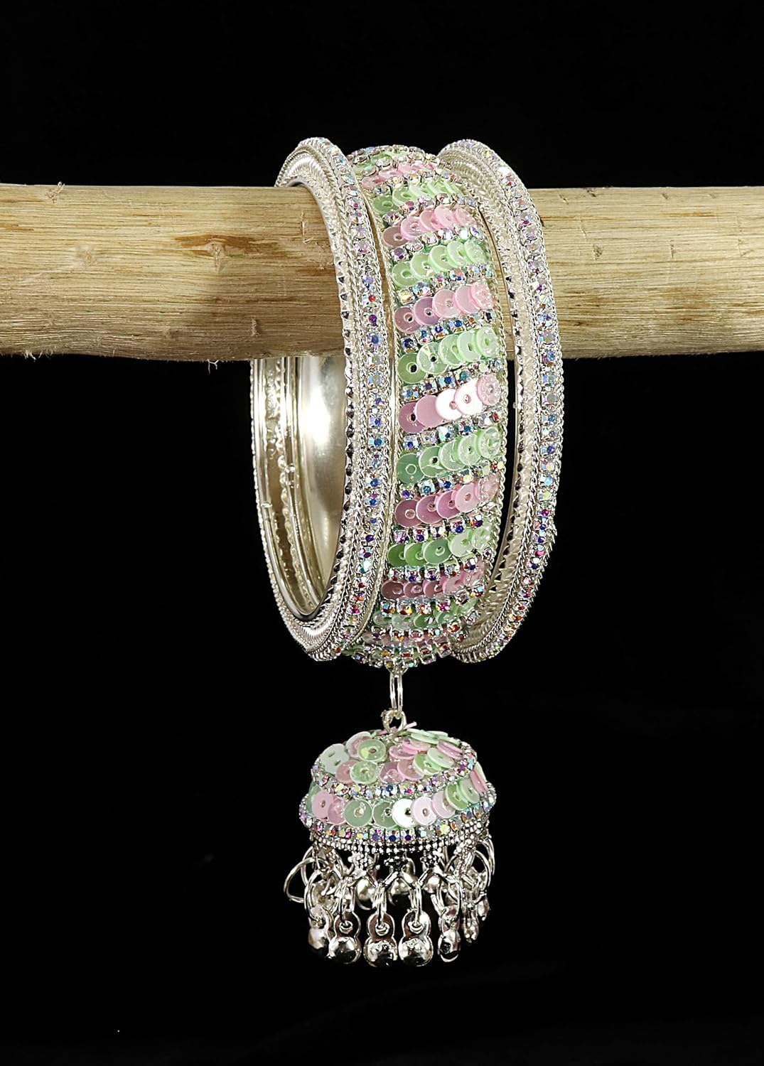 NMII Ethnic Wear Bangles Gold-Tone Alloy with Musical Ghungroo Charms | Women Fashionable Jewelry | Designer Bracelet Bangles For Girls | Viral Kashmiri Chudiya for Weddings, Festivals & Parties