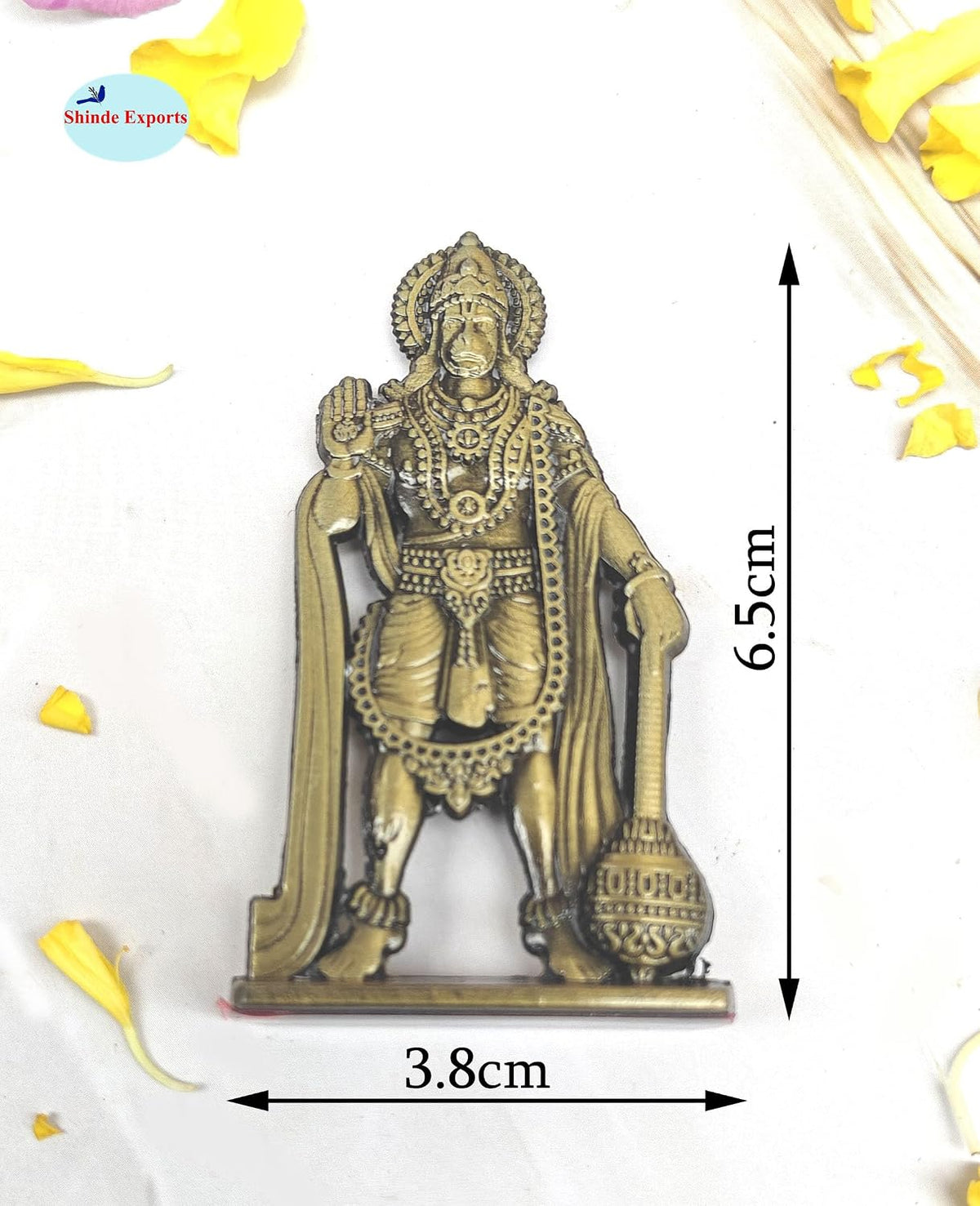 SHINDE EXPORTS Metal Lord Hanuman Idol Statue, Small Size 4.5 cm, Brass Material, Glossy Finish, Classic Style, for Car Dashboard, Home, Office Desk, Religious Theme (Bronze)