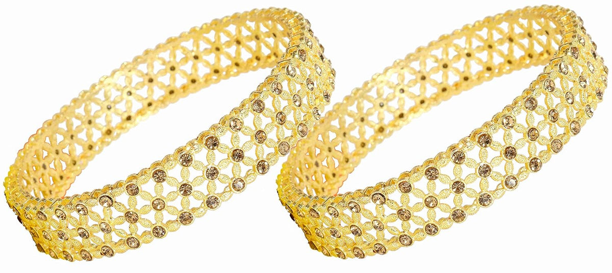 NMII Non Precious Metal Base Metal With Zicon Studded Glossy Finished Kada Set For Women and Girls