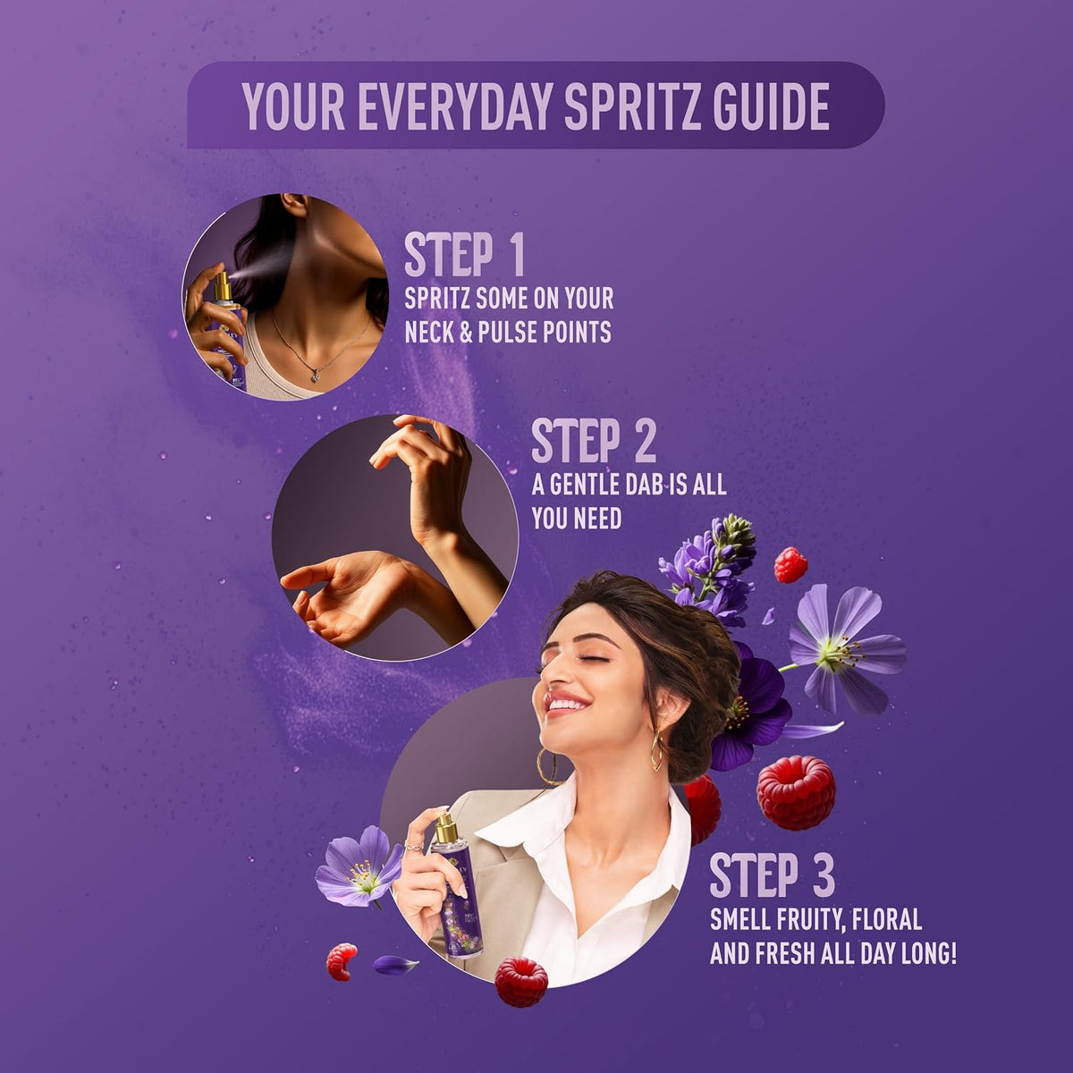 Yardley London Violet & Raspberry Fine Fragrance Mist Spray| 2X Fresh Perfume Spray For Women| 91% Naturally Derived| 135Ml