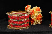NMII Non-Precious Metal with Base Metal Zari Dotted and Pearls Studded Glossy Finished Traditional Bangle set for Women and Girls
