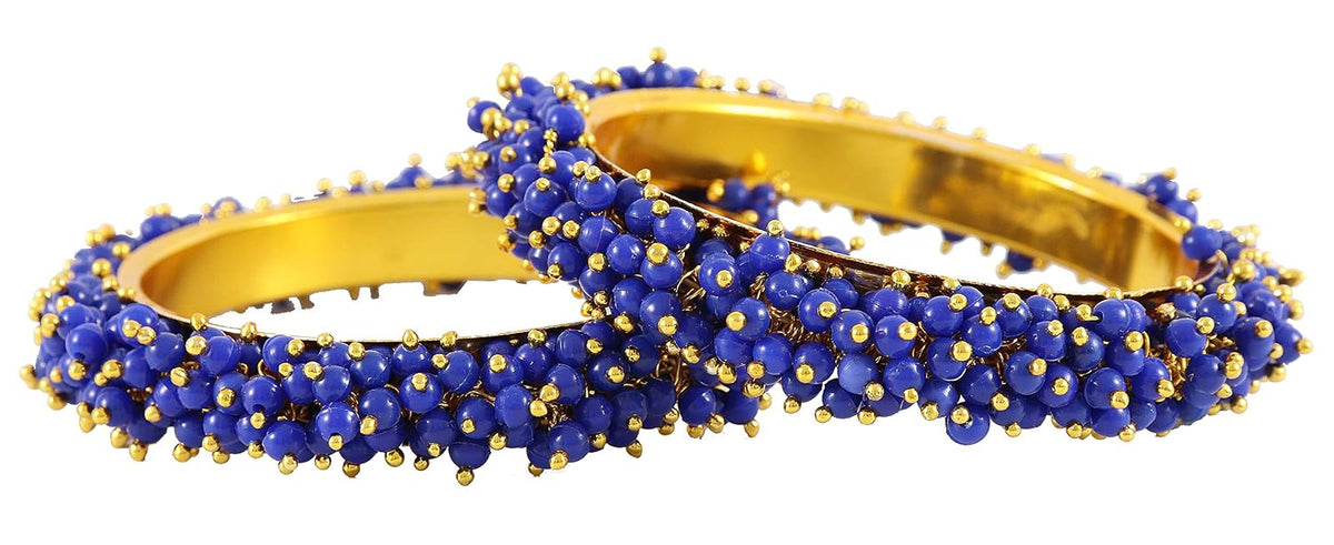 NMII Non-Precious Metal Base Metal with Pearl Studded worked Glossy Finished Kada Set For Women and Girls