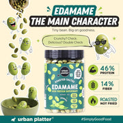 Urban Platter Roasted Salted Edamame, 150g (46% Protein, 14% Fiber, Lightly Salted Young Green Soybeans, Highest Plant Protein Supersnack)