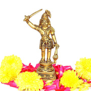 Aalayam Selveer Madurai Veeran Silai Brass | Madurai Veeran Idol Brass | Madurai Veeran Statue Brass 14.5 CM Height, Gold Colour 1 No