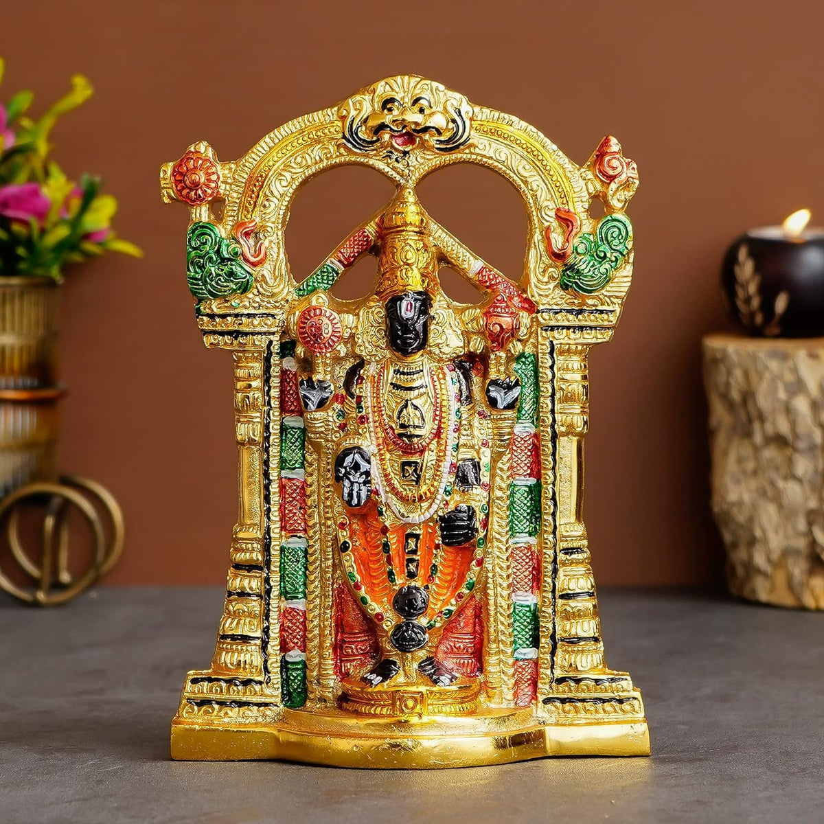 KridayKraft Tirupati Balaji Metal Statue Murti Meenakari,Sri Venkateswara Murti,Balaji Idol Statue for Pooja,Home,Office Walls Decor.