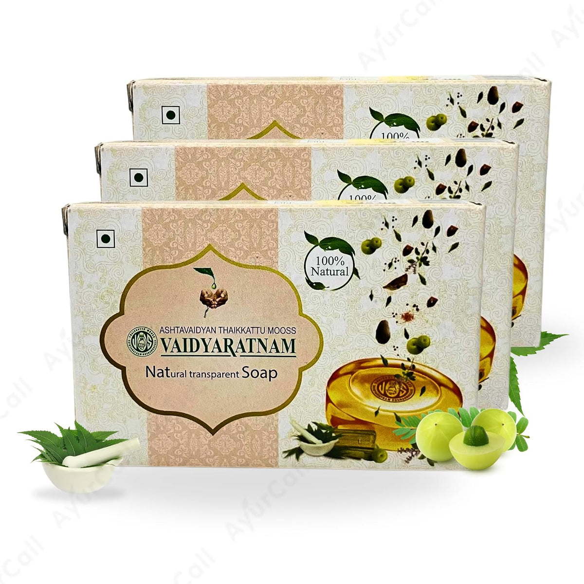 VAIDYARATNAM Natural Transparent Soap(Pack of 3)