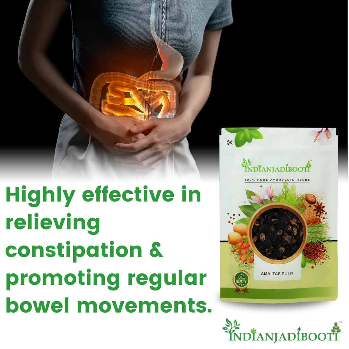 IndianJadiBooti Amaltas Pulp (100g) | Cassia Fistula/Amaltash Gudda | Aragvadha | Natural Gentle Laxative for Kids & Adults | Constipation Relief | Pure & Seedless