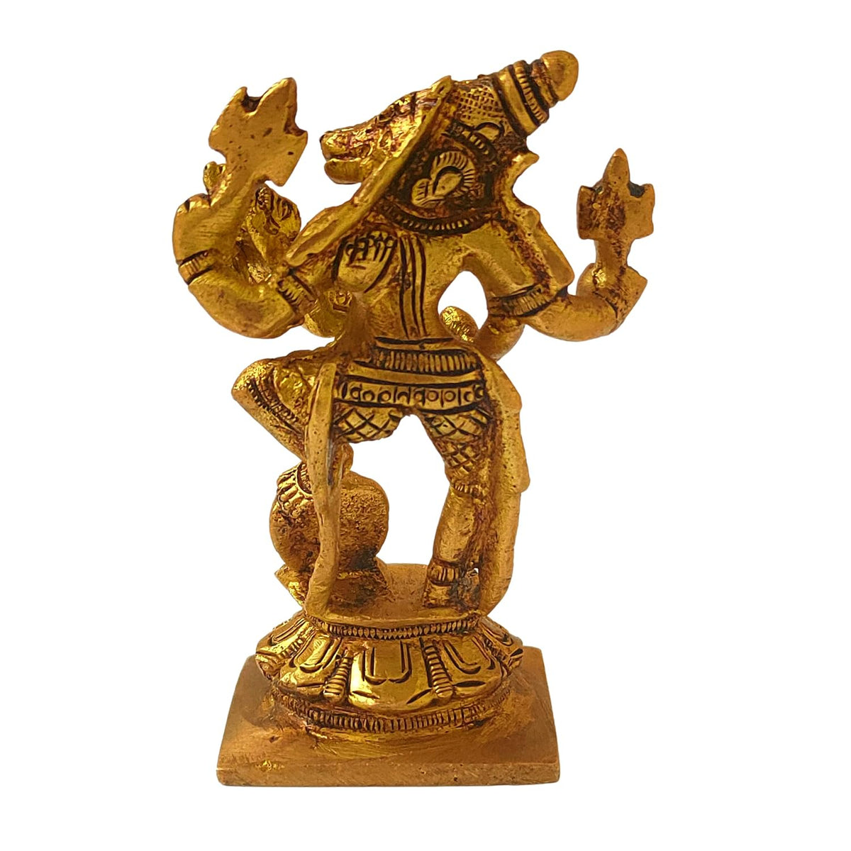 Aalayam Selveer Lakshmi Varaha Idol | Varaha Swamy with Bhudevi | Lakshmi Varahar Idol | Varaha Murti Idol 9 cm Height Brass Gold Colour 1 Piece