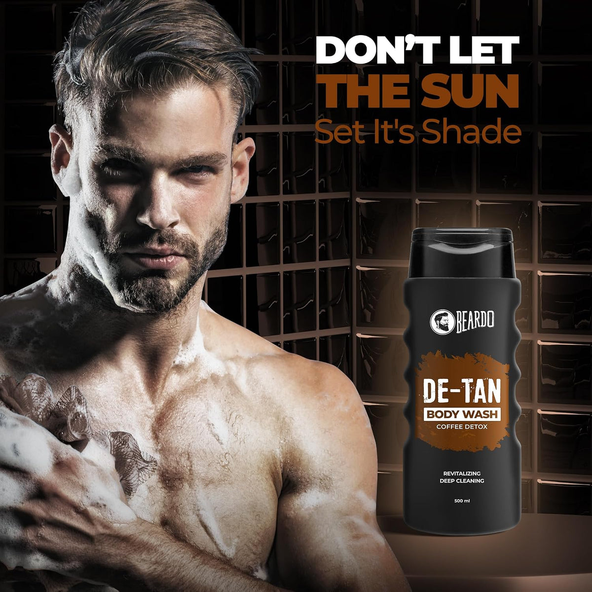 Beardo De-Tan Body Wash for Men, 500ml | Tan Removal and Caffeine Body Wash | Detan With Coffee & Aloe Extracts | For Body & Face | Refreshing Fragrance | Bodywash for Men