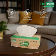 Sri Sri Tattva Eco Kranti - Facial Tissue Paper Box | 100 Pulls x 3 Packs | 100% Natural Bagasse | Biodegradable, Compostable